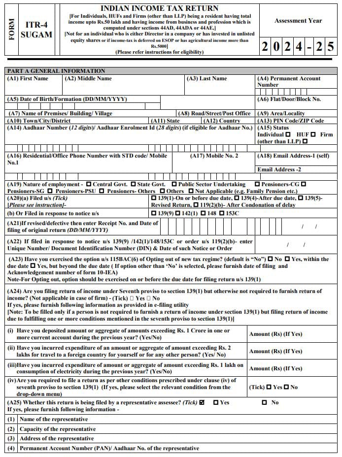 ITR4: Super Rich Taxpayer Form